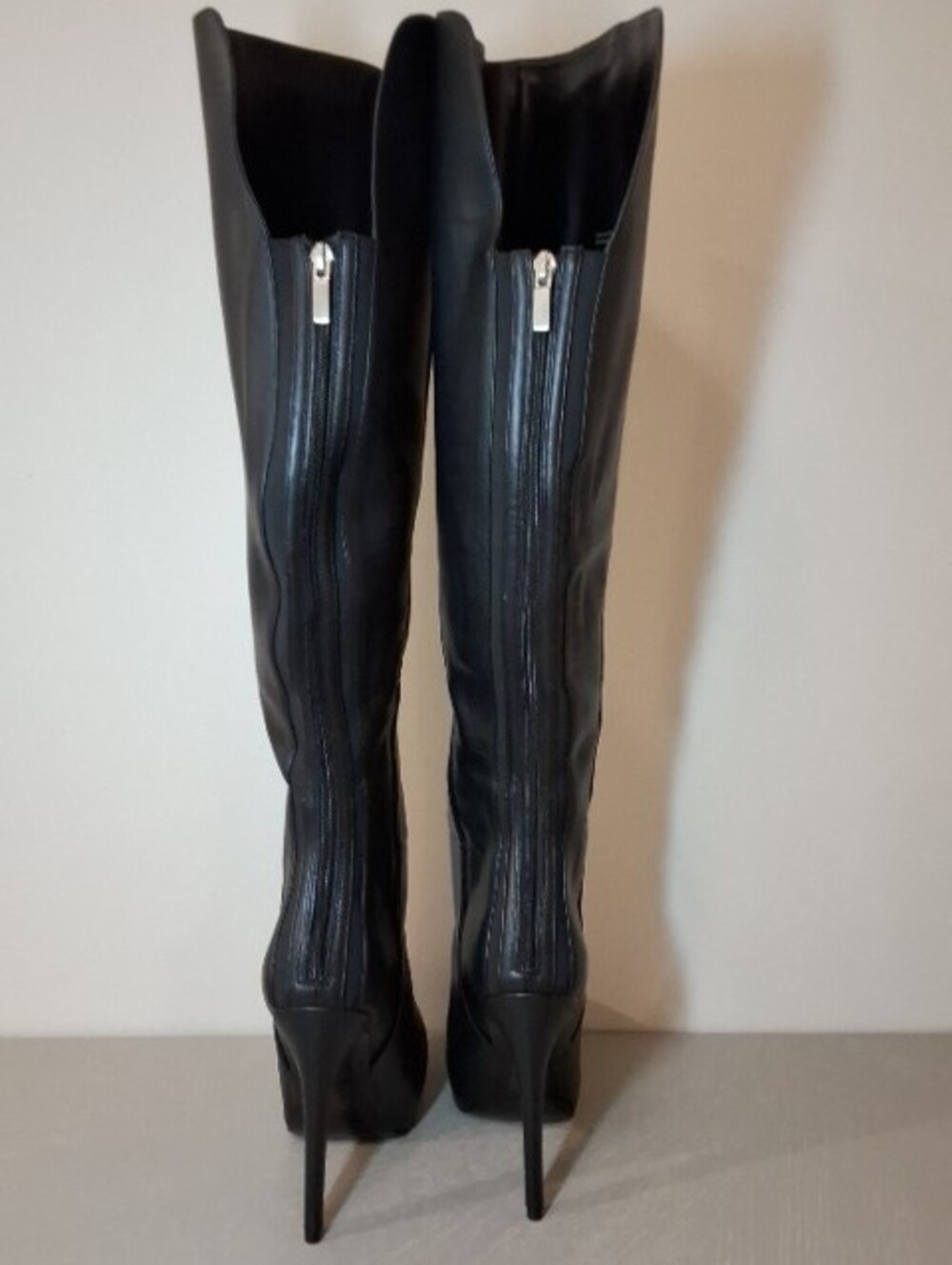 ALDO Thardossi Over The Knee Boots Black Faux Leather Platform Stiletto Size 9 - Picture 3 of 5